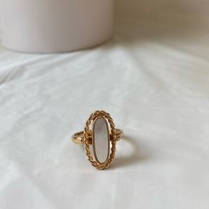 Oval faux opal gold ring